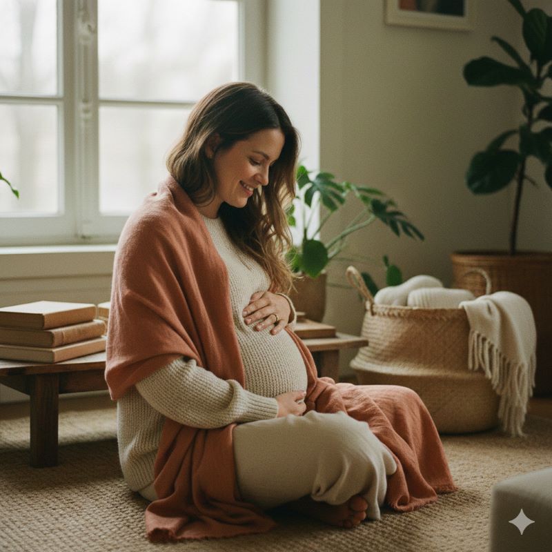 vivre une grossesse sereine comme cette maman qui sourit avec les mains posées sur son ventre