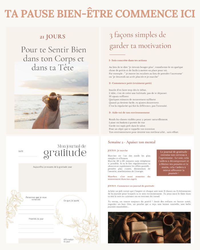 Aperçu du programme bien-être et gratitude sur 21 jours