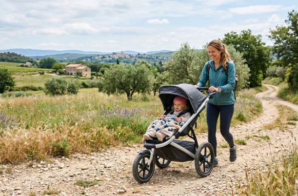 Si vous souhaitez courir avec votre bébé, il est indispensable de choisir une poussette spécialement conçue pour le running. Les modèles classiques, même tout-terrain, ne sont pas adaptés à la course. Une poussette running doit avoir une roue avant fixe, de grandes roues et un frein à main pour garantir stabilité et sécurité à vitesse élevée. ⚠️ Important : il est recommandé d’attendre que bébé ait au moins 6 à 9 mois (avec l’avis du pédiatre) avant de courir