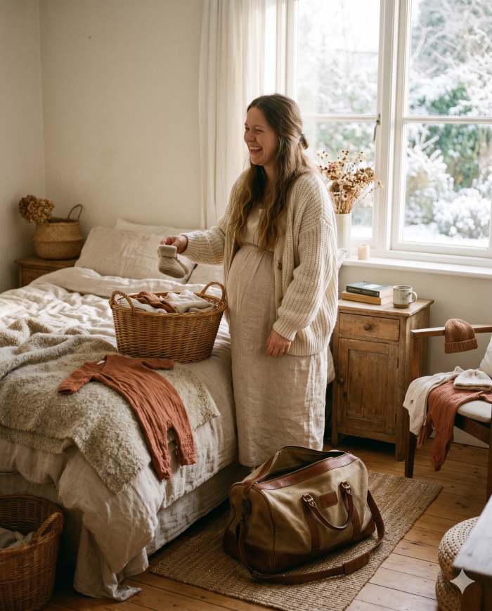valise maternité bébé hiver préparation maman chambre cosy