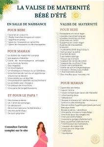 liste complète pdf valise de maternité pour un bébé d'été