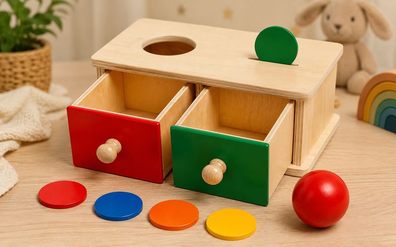 Boîte de permanence de l'objet Montessori pour bébé de 1 an