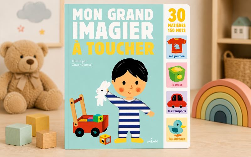 Livre sensoriel à toucher pour bébé de 1 an favorisant l'éveil et le langage