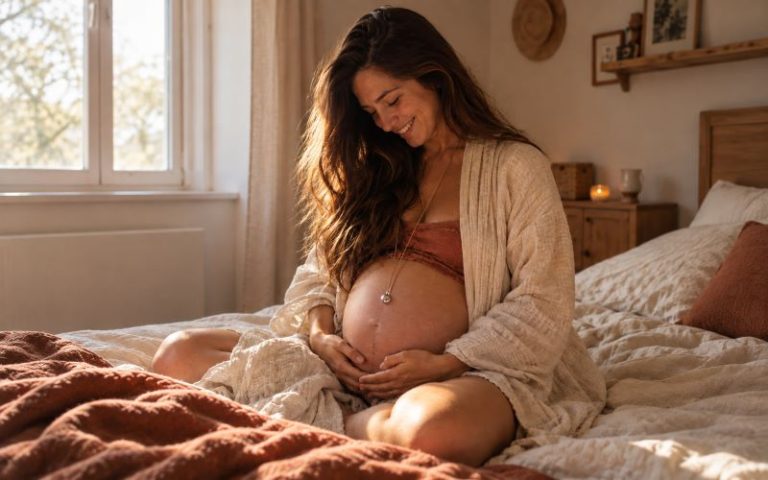 femme enceinte portant un bola de grossesse